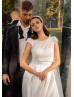 Strapless Ivory Pleated Satin Wedding Dress With Lace Jacket